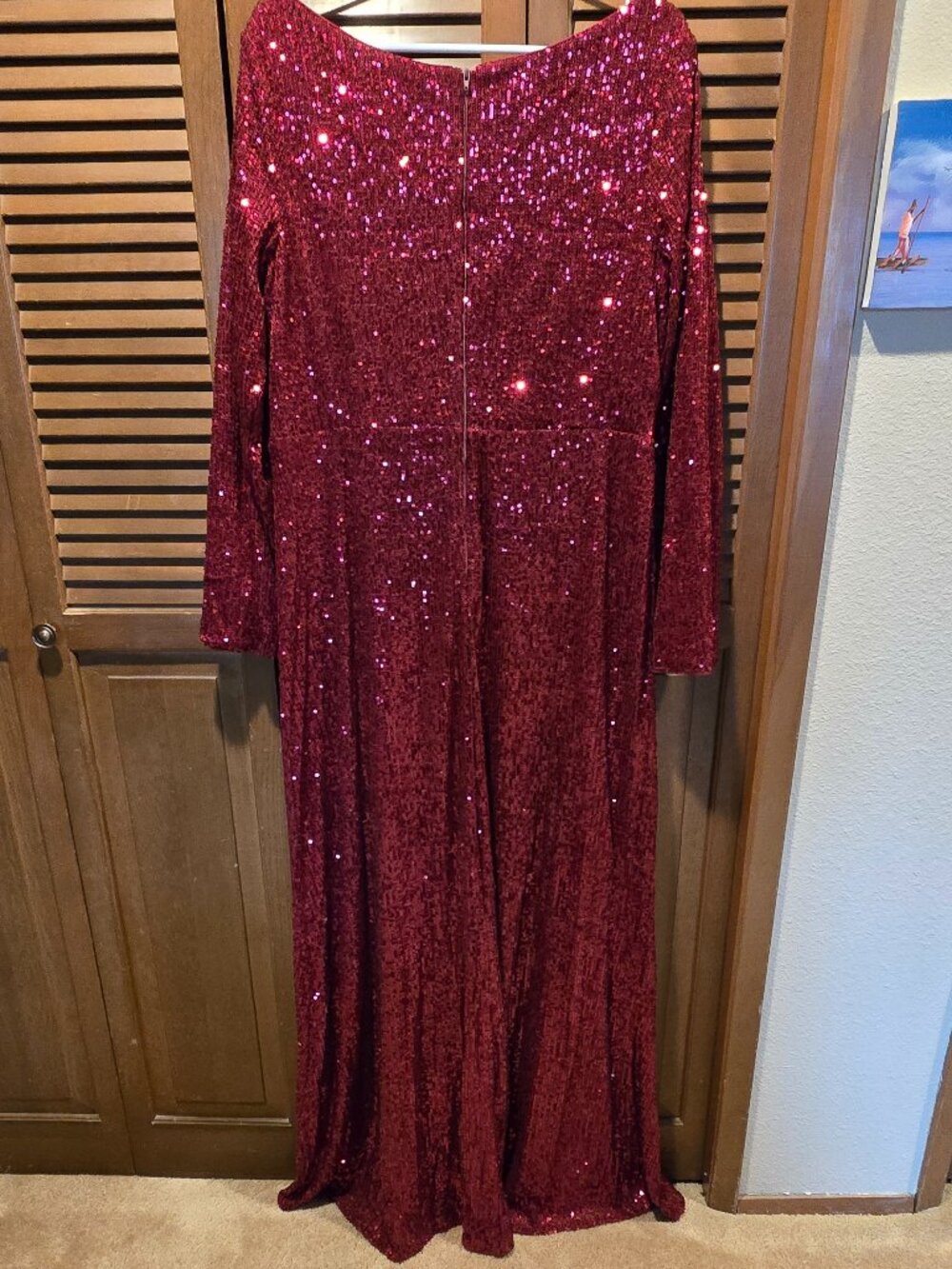 NWT Ever Pretty Syren Sequin V-Neck Gown with High Slit - Plus - Picture 11 of 13